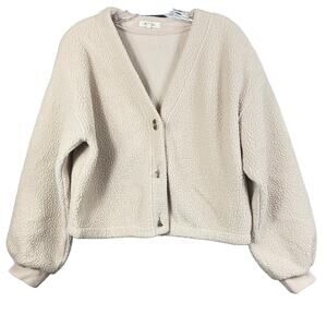Madewell Re (Sourced) Teddy Sherpa cropped cardigan size M